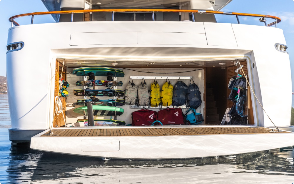 M/Y MOBIUS Beach Club With Kite Surfing Equipment. Luxury Yacht Browser by CHARTERWORLD